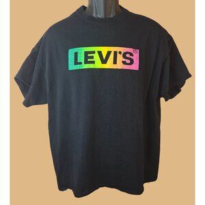 Levis Black T-Shirt XL With Rainbow Logo
